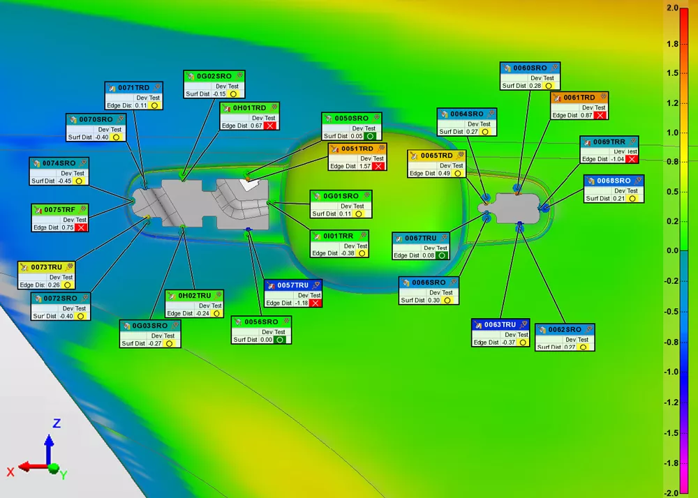 PolyWorksReportLoop™ 2024 ofrece a los usuarios mejores análisis con vistas de controles en múltiples alineaciones de datos.