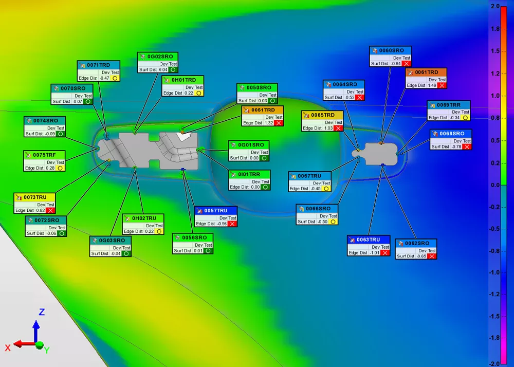 PolyWorksReportLoop™ 2024 ofrece a los usuarios mejores análisis con vistas de controles en múltiples alineaciones de datos.